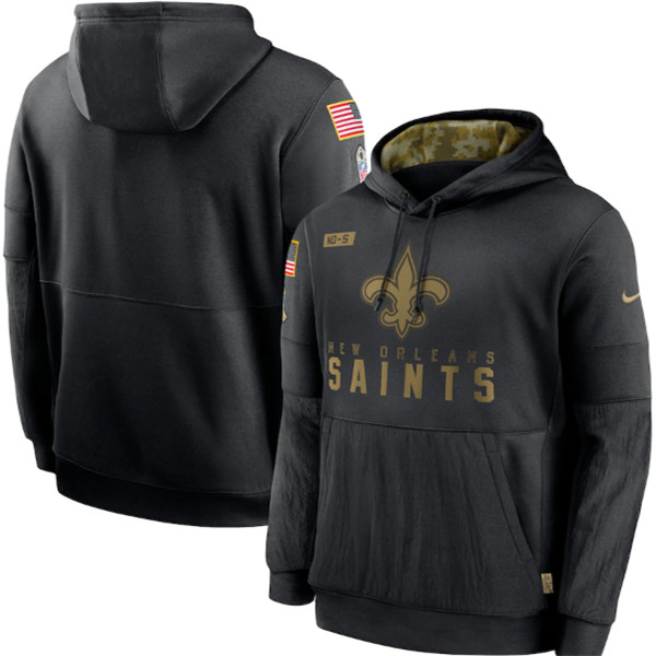 Men's New Orleans Saints Black NFL 2020 Salute To Service Sideline Performance Pullover Hoodie